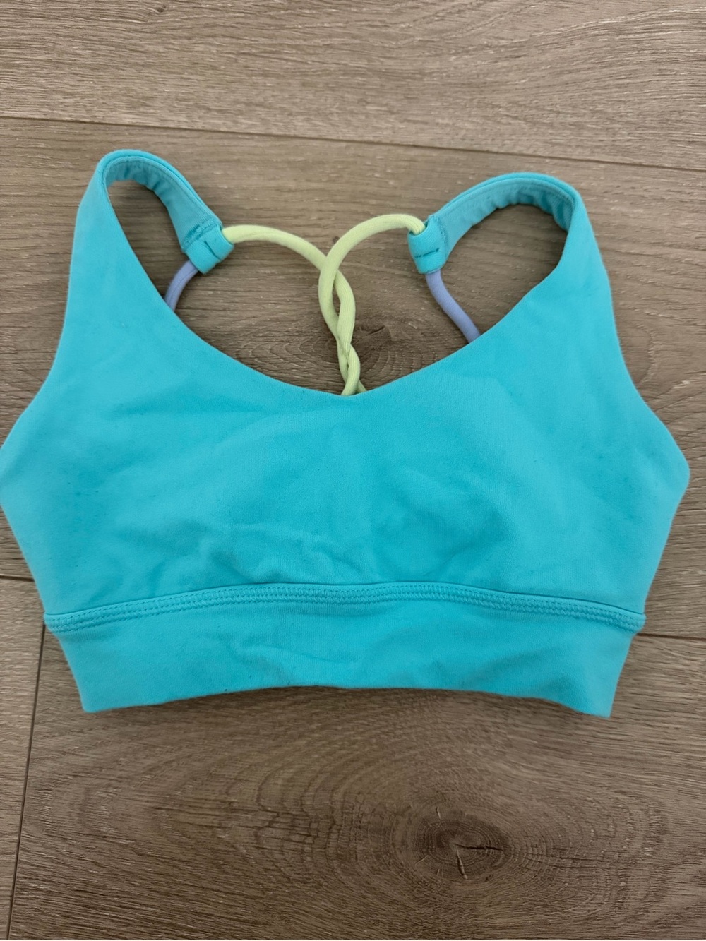 Ivivva Turquoise Sports Bra with Pastel Strappy Back
